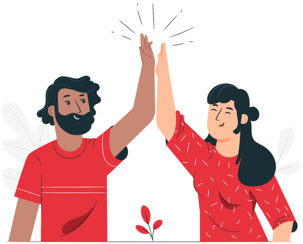 two people happily high fiving